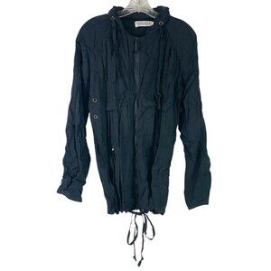 Monoreno Womens Hooded Full Zip Front Crinkle Jacket Size L